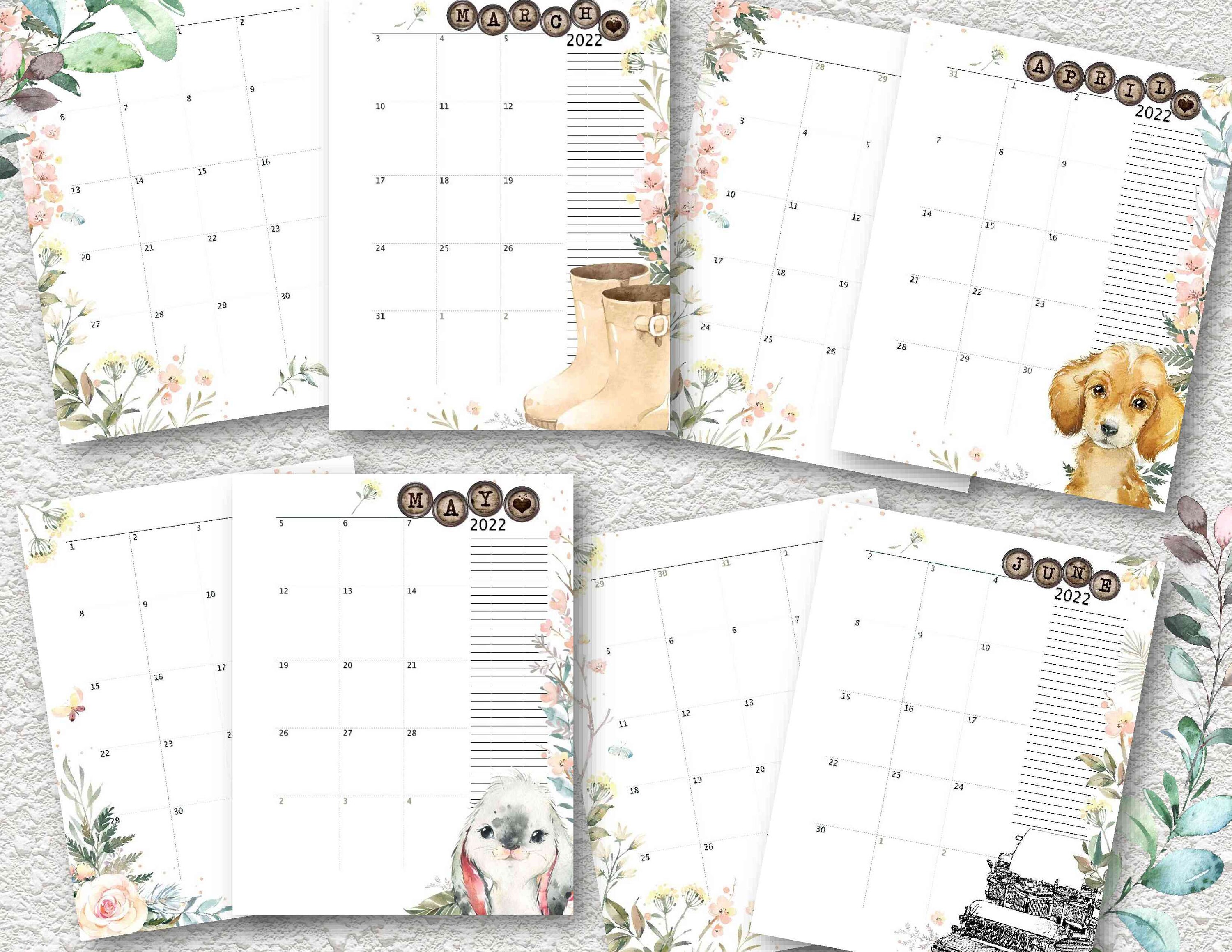 Printable monthly planner and notes pages with covers PDF Etsy