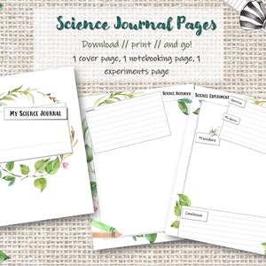 Cuaderno de ciencias para estudiantes y páginas de experimentos