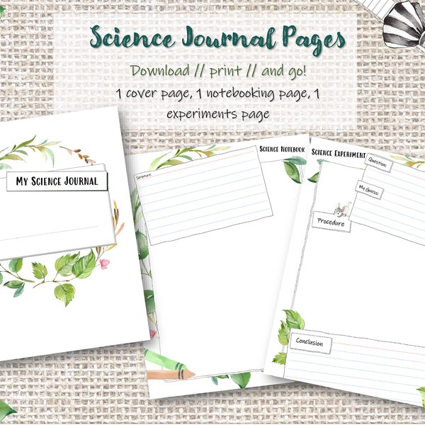 Student Science Notebook and Experiments Pages