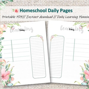 Printable Daily Planning pages, Homeschool planner pages