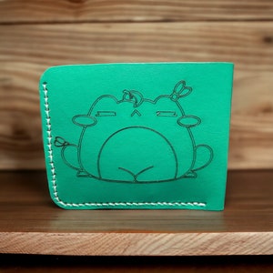 Cartera de rana de cuero verde y azul