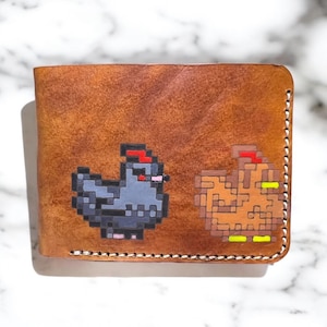 Brieftasche aus braunem Videospiel-Huhn aus Leder