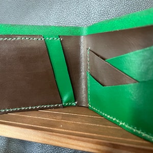 Cartera de Piel Pintada en Marrón y Verde