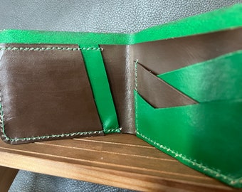 Brown and Green Painted Leather Wallet