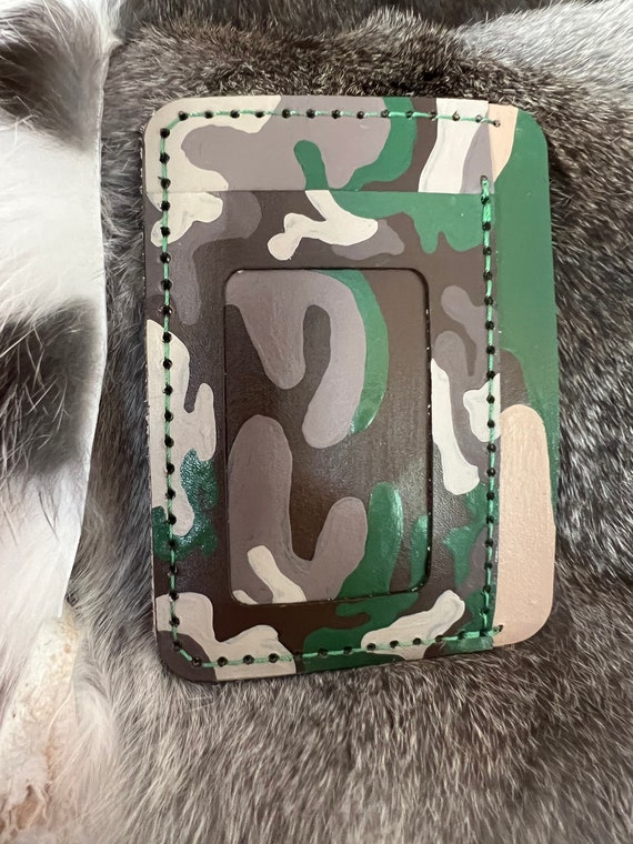 Cartera Hombre Piel Estampado Camuflaje Etsy Espana