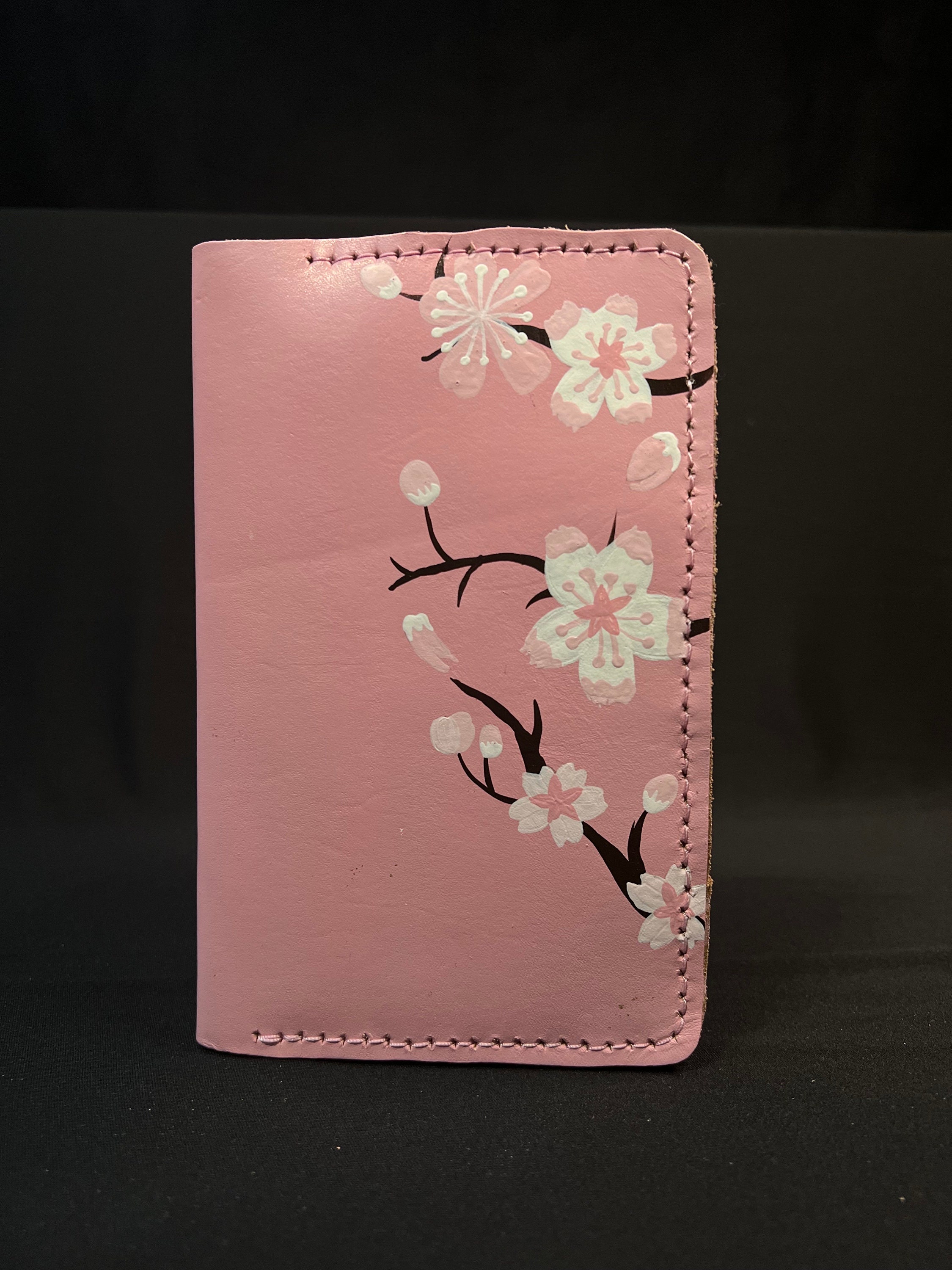 Cherry Blossom Painted Leather Wallet