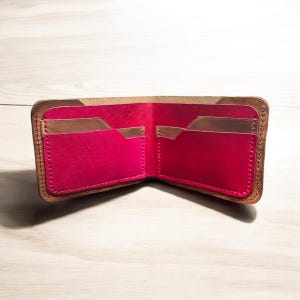 Brown and Red Dyed Leather Wallet