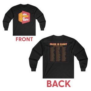 Price is Right Unisex Long Sleeve Tee - Full List of every Pricing Game on the Price is Right