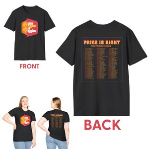 Price is Right Unisex Short Sleeve Tee - Full List of every Pricing Game on the Price is Right on Back