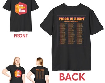 Price is Right Unisex Short Sleeve Tee - Full List of every Pricing Game on the Price is Right on Back