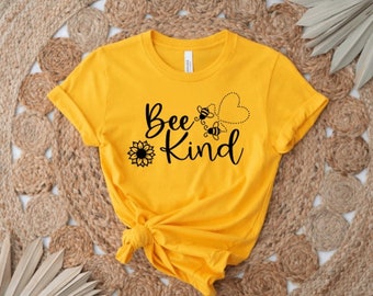 Bee Kind Sunflower Shirt, Women's Bee Kind Shirt, Sun Flower Shirt, Sunflower Bee Shirt, Bee Kind Heart Shirt, Be Kind Shirt, Bee Shirt