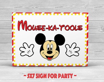 Mickey Mouse Mousekatools Clubhouse Birthday Party Ideas Printable Sign Poster Idea DIY Creative Boy girl Decoration supplies silverware