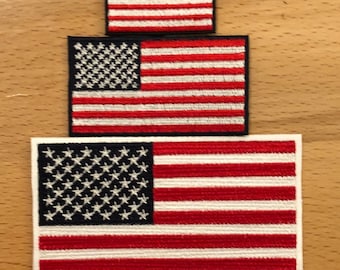 Black//Gray USA American Flag Red Strip Embroidered Patches 3/"x2/"