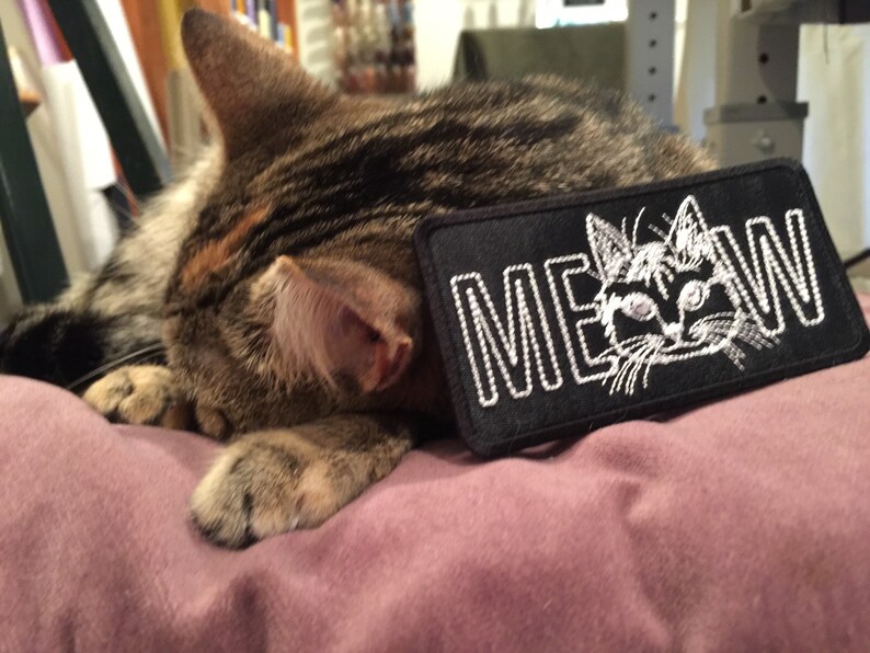 MEOW Cat Patch Badge Iron on or Sew on!