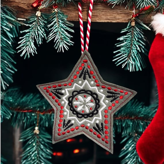 Embroidered Felt Bohemian Star Ornament