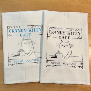 Cranky Kitty Cafe - Kitchen Towel - Hand Towel - with loop