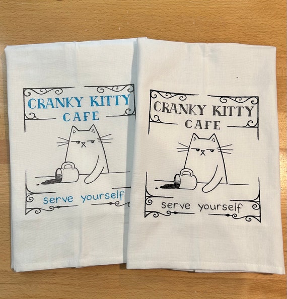 Cranky Kitty Cafe - Kitchen Towel - Hand Towel - with loop