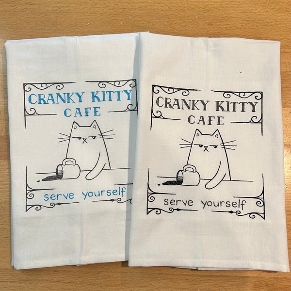 Cranky Kitty Cafe - Kitchen Towel - Hand Towel - with loop