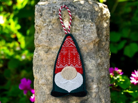 Embroidered Felt Gnome Ornament