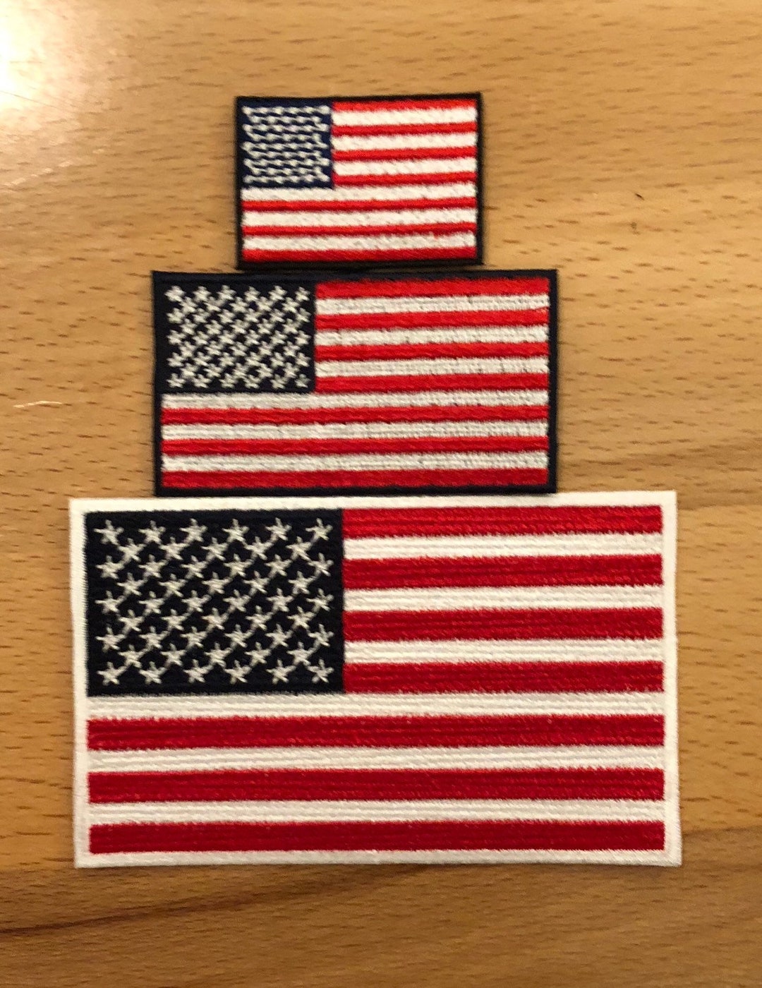 Mini American Flag Embroidered Patch — 3-Pack — Iron On