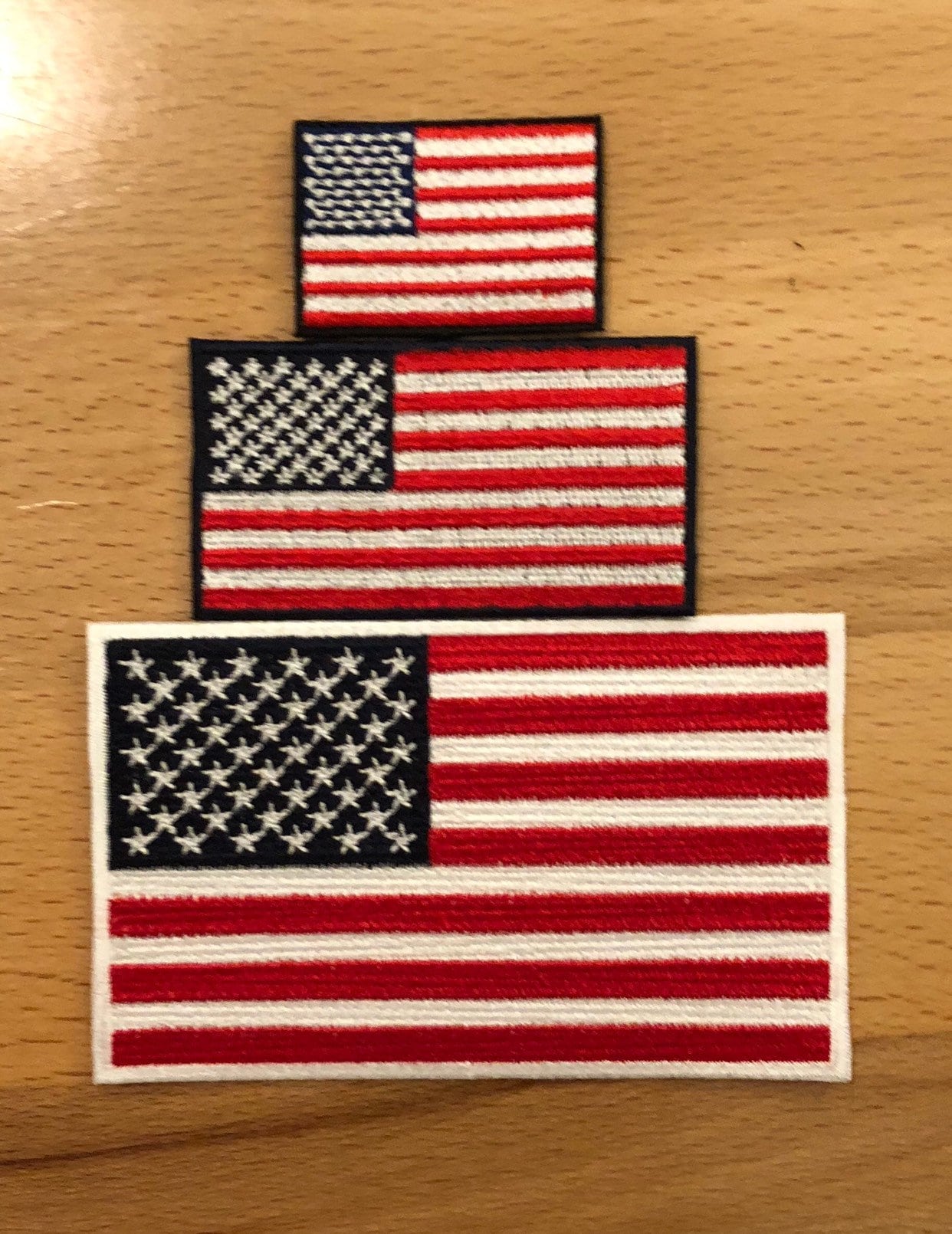 American Flag Patches - Embroidered Versions - Waving USA Flag Patch