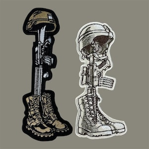 Fallen Soldier Battle Cross Patch 8&quot; & 4&quot;