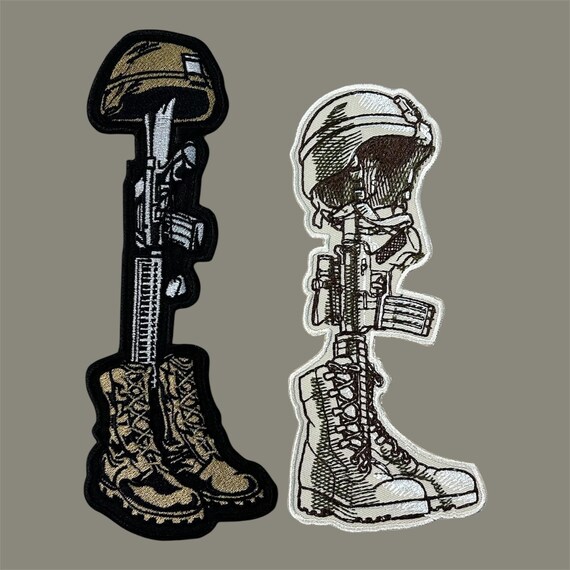 Fallen Soldier Battle Cross Patch 8" & 4"