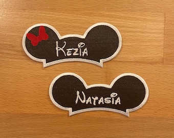 Custom Mickey/Minnie Ears Hat Name Patch 3.75”