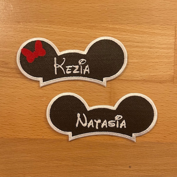 Custom Mickey/Minnie Ears Hat Name Patch 3.75”