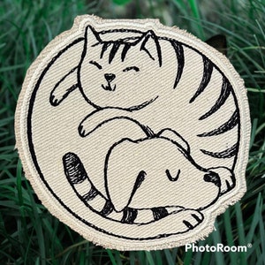 Yin Yang Cat & Dog Patch 4.25” x 4.25”