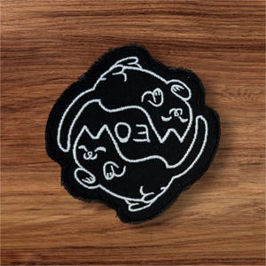 Yin Yang Cat Frayed Patch 4.5” x 4.5”