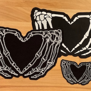 Skeleton Heart Hands Patch - 2 Sizes