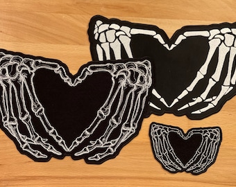 Skeleton Heart Hands Patch - 2 Sizes