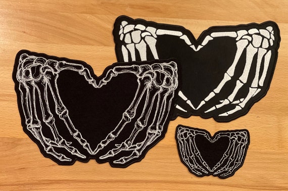 Skeleton Heart Hands Patch - 2 Sizes