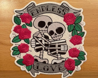 Endless Love/Until Death Skeleton Embroidered Patch - Wedding - 6" x 6"