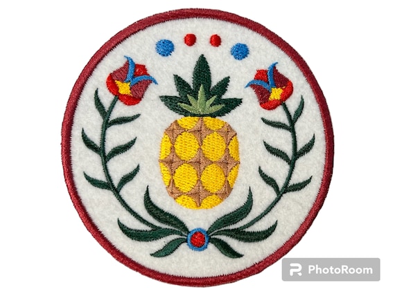 Pineapple Welcome Pennsylvania Dutch Hex Sign Patch 3.85"