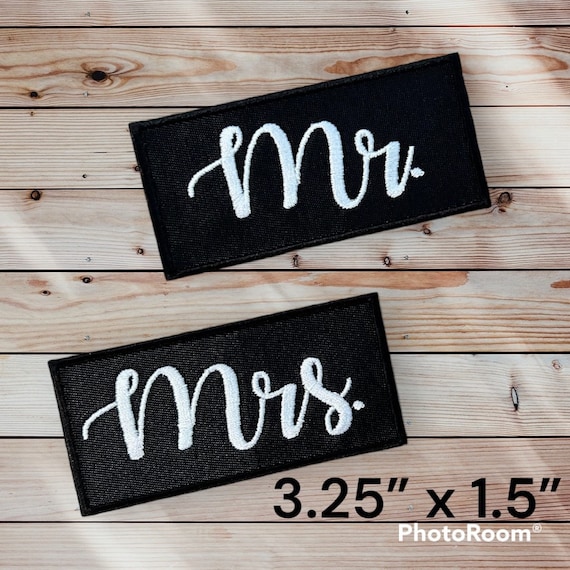 Mr & Mrs Wedding Patches 3.25”x1.25”