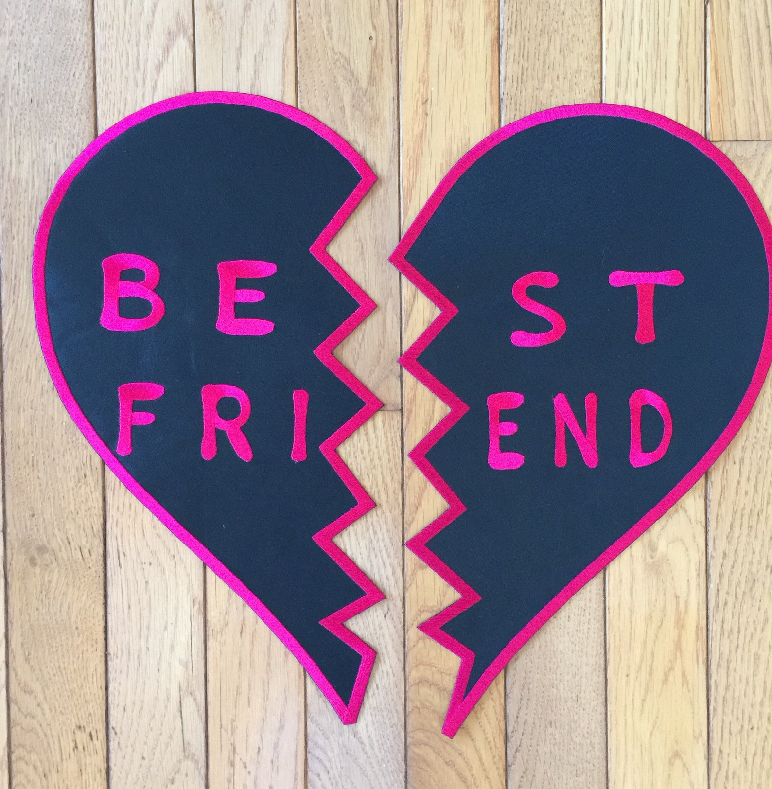 Bff Broken Heart Patches On Black Or Red Fully Customizable Etsy 