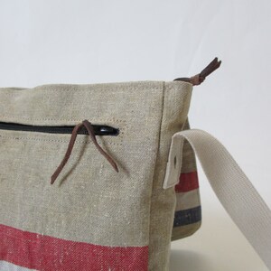 Festival bag/Small bag/waxed canvas/upcycling linen/dutch flag/postbag linen/YKK zipper lockable/outsidepocket/adjustable shoulder strap. image 7