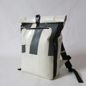 Recycled Truck tarp/cover/Padded  Backpack/safety belt shoulder strap/upcycling/bicycle inner tube.