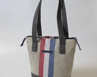 Upcycled Dutch Mail Bag Tote, Waxed Canvas Bottom