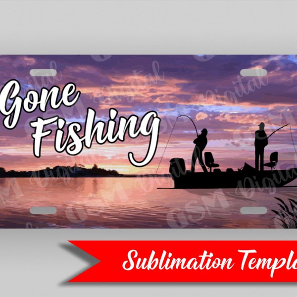 Fishing Scenery-License Plate Sublimation Template-Instant Download