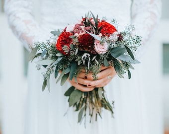 Burgundy Wedding Bouquet | Bridal Bouquet | Blush | Pink | Dried Bridal Bouquet | Red | Winter Wedding Bouquet | Preserved Roses | Christmas