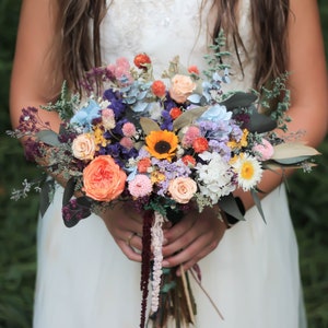 Preserved Flower Bouquet, Dusty Blue, Teal Blue Dried Flower Wedding  Bouquet 