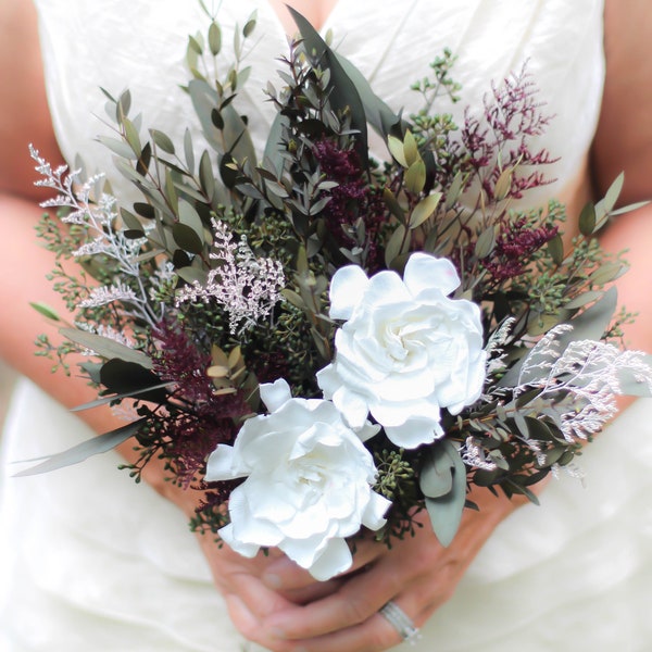 Gardenia Bouquet | White Wedding Bouquet | Dried Flower Bouquet | Wedding Bouquet | The Kaitlyn Joan Collection Bridesmaid Bouquet