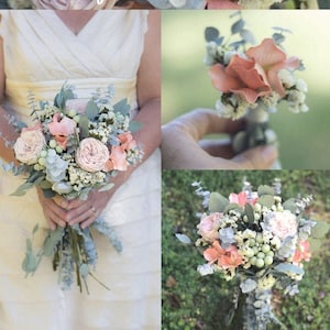 Bouquet | Dried Flower Bouquet | Peach Bouquet | Pastel Bouquet | Sage Green Bouquet Pink Bouquet | Wedding Bouquet | Carolyn Sue Collection