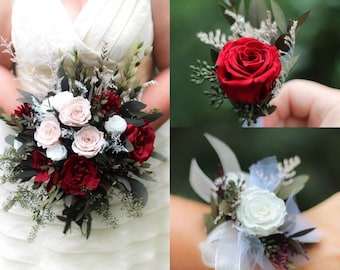 Burgundy Wedding Bouquet | Blush Wedding Bouquet | Winter Wedding Bouquet | Real Flowers | Preserved Flower Bouquet | Fall Wedding Bouquet