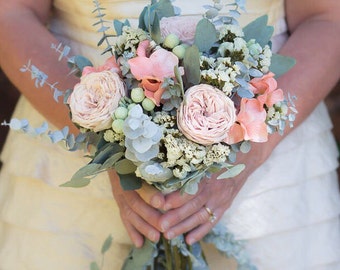 Flower Bouquet Etsy - bouquet dried flowers dried flower bouquet wedding flowers peach bouquet pastel bouquet eucalyptus bouquet roses carolyn sue collection