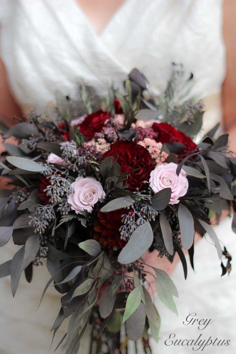 Blush Bouquet The Salina Belle Collection Blush and Burgundy Bouquet Dried Flower Wedding Bouquet Burgundy Bouquet Pink Bouquet