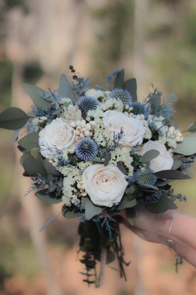 Dusty Blue Bouquet Blue and Gray Bouquet Blue Bouquet image 4